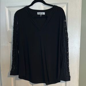 Black Lace Sleeve Women's Top